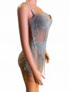 Silver rhinestone body chain dress