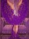 Purple Rhinestone Long Feather Dress