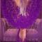 Purple Rhinestone Long Feather Dress