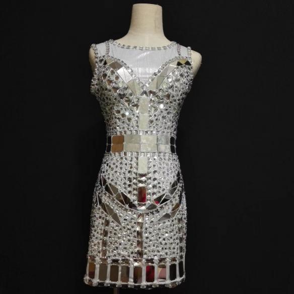 White Sleeveless Rhinestone Dress