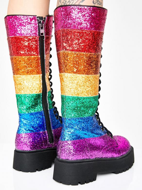LGBT Pride Glittery Lace-Up Women’s Boots