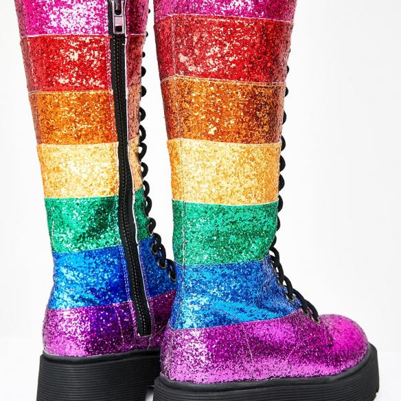 LGBT Pride Glittery Lace-Up Women’s Boots