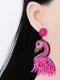 Pink Flamingo Handmade Beaded Stud Earrings