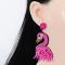 Pink Flamingo Handmade Beaded Stud Earrings