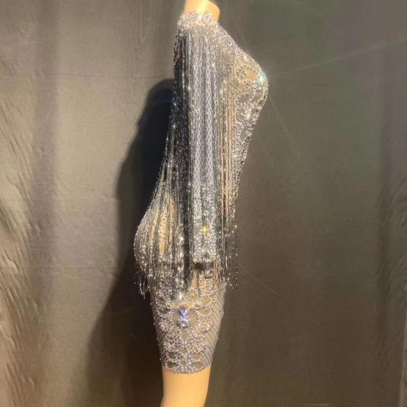 Black Sparkly Rhinestones Short Dress