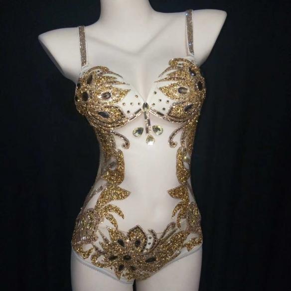 Gold Transparent Slip Leotard
