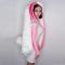 Half White and Half Pink Rabbit Hooded Bodysuit