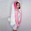 Half White and Half Pink Rabbit Hooded Bodysuit