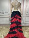 Black mix red rhinestone mesh dress