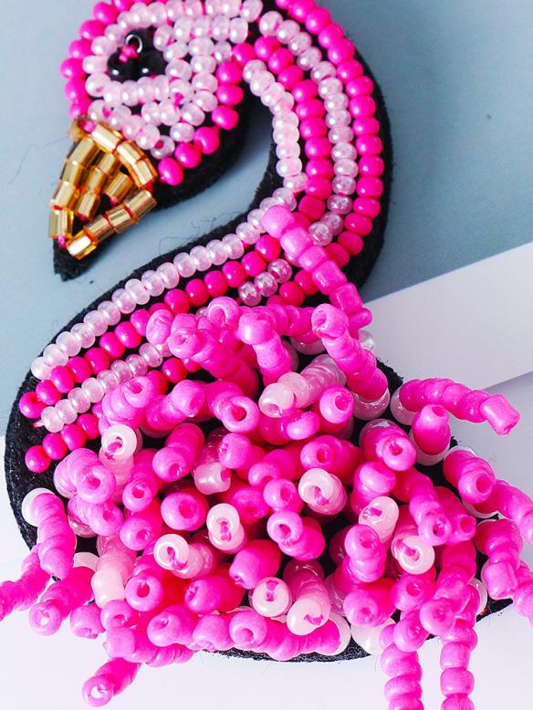 Pink Flamingo Handmade Beaded Stud Earrings