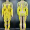 Yellow Bead Print Tassel Bodysuit