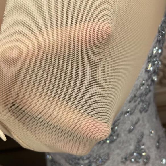 Grey Feather With Rhinestone Dress