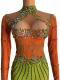 Orange & Green Rhinestone Dress