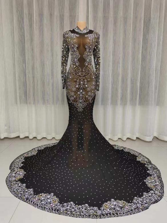 Various colors customized rhinestone dress