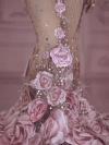 Pink Mesh Flower Rhinestone Fishtail Dress