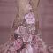 Pink Mesh Flower Rhinestone Fishtail Dress