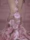 Pink Mesh Flower Rhinestone Fishtail Dress
