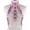 Pink Body Cage Harness Bra Laser Metal Chain Rave Costume