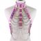 Pink Body Cage Harness Bra Laser Metal Chain Rave Costume