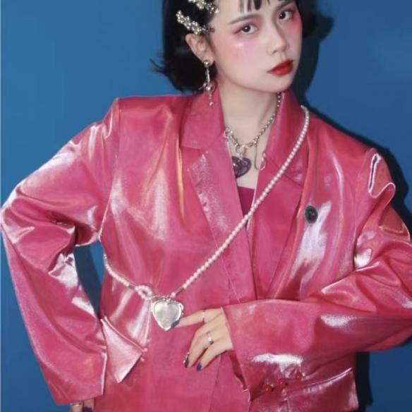 Pink Shiny Vintage Drag Coat
