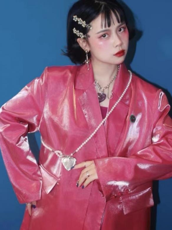 Pink Shiny Vintage Drag Coat