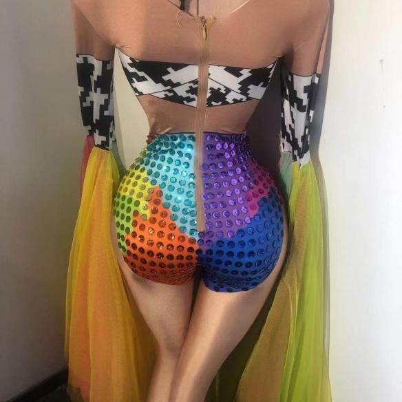 Rainbow Gauze Long Sleeves Bodysuit