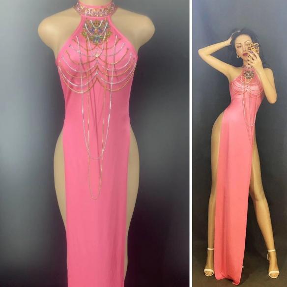 Pink Fringed Cheongsam