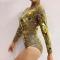 Golden Sequin Crystallized Rave Leotard