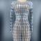 Grid Flashing Rhinestones See Through Dress