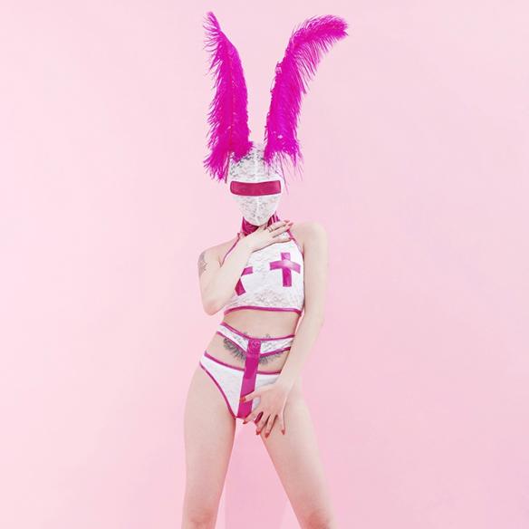 White Laciness Transparent Headgear Outfit