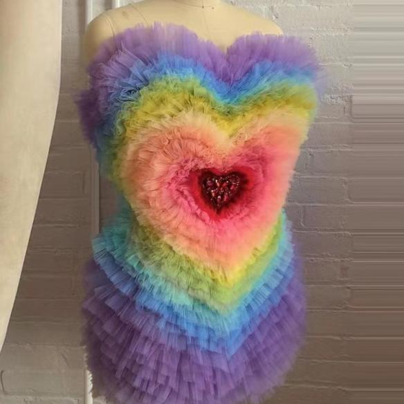 Rainbow mesh dress