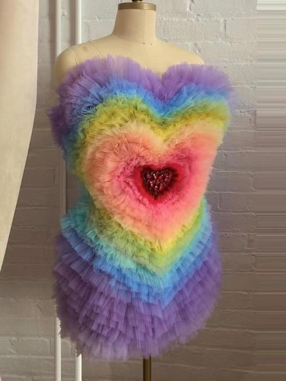 Rainbow mesh dress