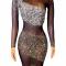 Black & nude color rhinestone mesh dress