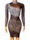 Black & nude color rhinestone mesh dress