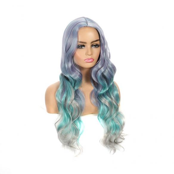 Blue & Grey Gradual Color Change Wig