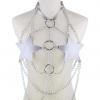 Silver Body Cage Harness Bra Metal Chain Rave Costume