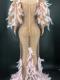 Customized pink mesh feather dress