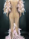 Customized pink mesh feather dress