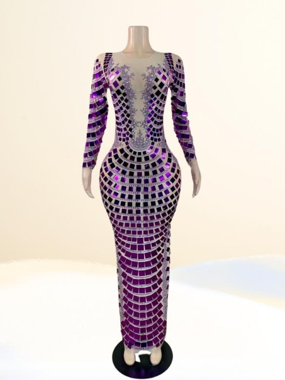 Purple mirror like sequin dress