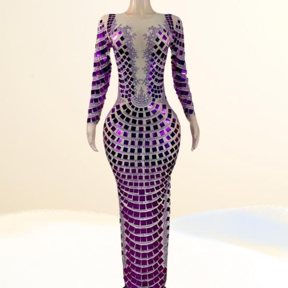Purple mirror like sequin dress