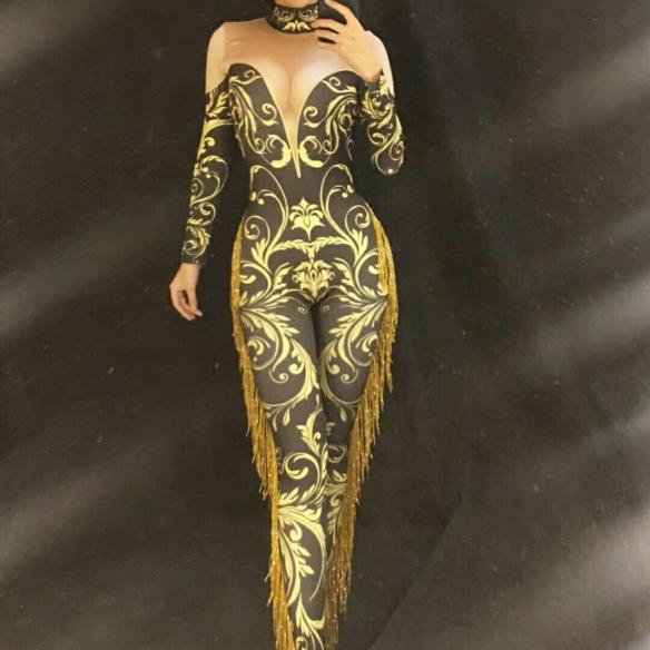 Black & Gold Drag Bodysuit