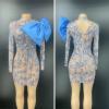 Bowknot Rhinestoned Stretchy Dress
