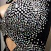 Sparkly Rhinestone High Split Dress