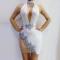 White Silver Rhinestone Strapless Dress