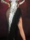 Black Rhinestone Fishtail Slit Dress