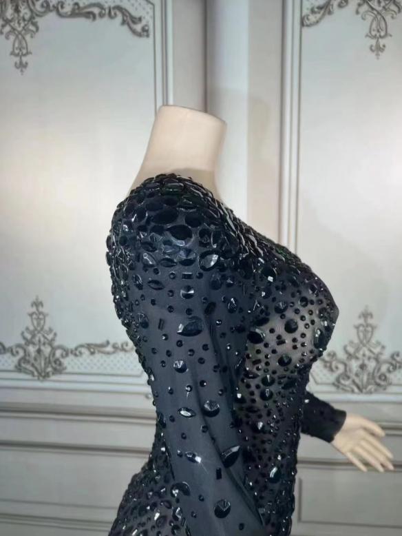 Full Black Rhinestone Dress
