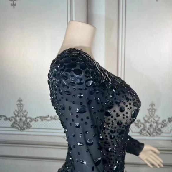 Full Black Rhinestone Dress