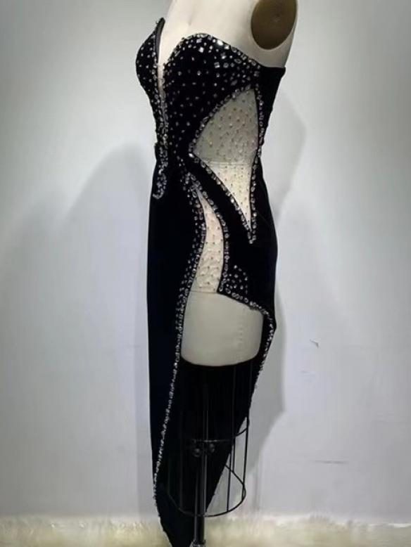Black rhinestone tube top dress