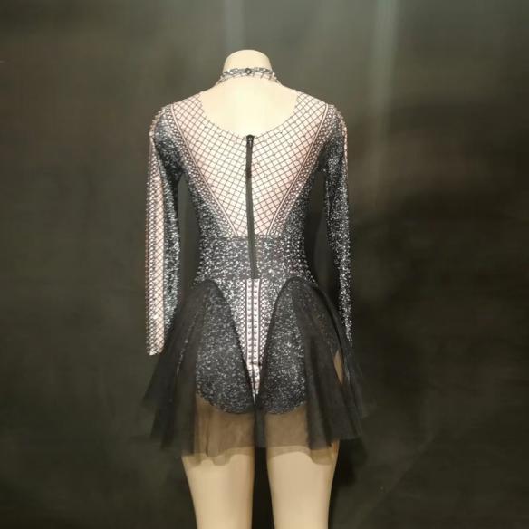 Black Rhinestone Tulle Dress