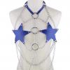 Dark Blue Body Cage Harness Bra Metal Chain Rave Costume